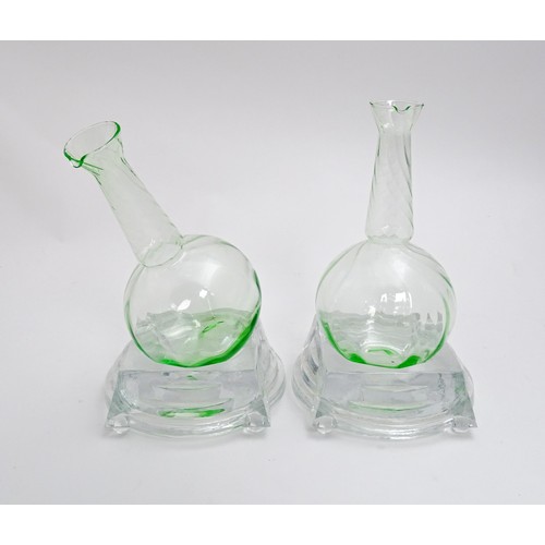 319 - Borek Sipek for DSM: A pair of bohemian crystal DSM glass decanters / carafe and stands by Borek Sip... 