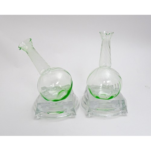 319 - Borek Sipek for DSM: A pair of bohemian crystal DSM glass decanters / carafe and stands by Borek Sip... 