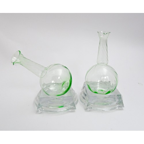 319 - Borek Sipek for DSM: A pair of bohemian crystal DSM glass decanters / carafe and stands by Borek Sip... 