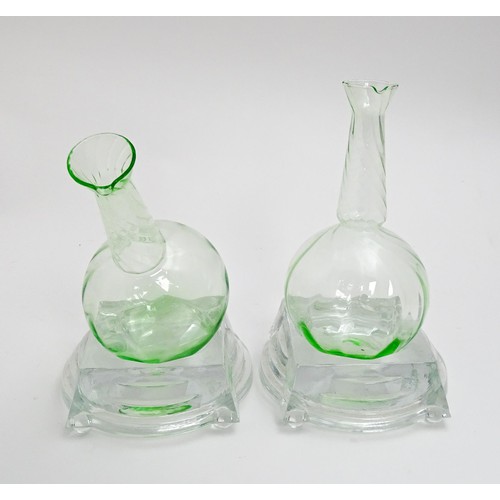 319 - Borek Sipek for DSM: A pair of bohemian crystal DSM glass decanters / carafe and stands by Borek Sip... 