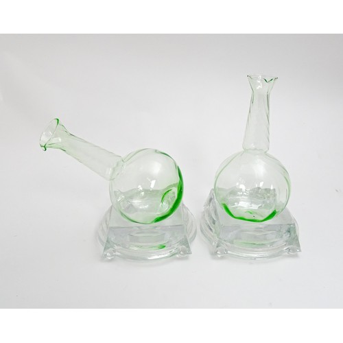 319 - Borek Sipek for DSM: A pair of bohemian crystal DSM glass decanters / carafe and stands by Borek Sip... 