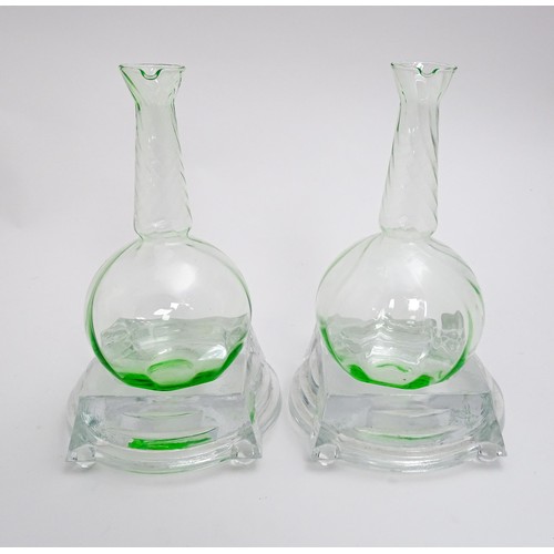 319 - Borek Sipek for DSM: A pair of bohemian crystal DSM glass decanters / carafe and stands by Borek Sip... 