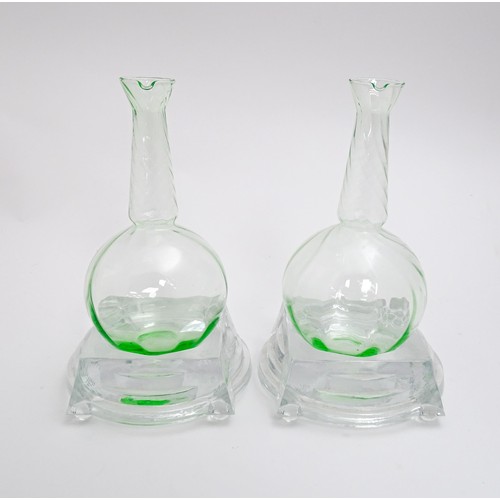 319 - Borek Sipek for DSM: A pair of bohemian crystal DSM glass decanters / carafe and stands by Borek Sip... 