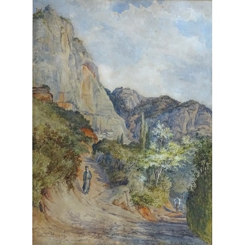 1971 - 19th century, Watercolour, A mountain landscape in the Peloponnese region with a view of the Mega Sp... 