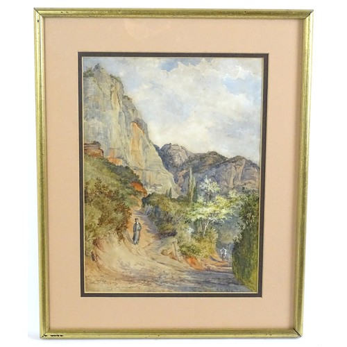 1971 - 19th century, Watercolour, A mountain landscape in the Peloponnese region with a view of the Mega Sp... 