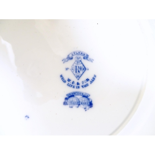 112 - A Brownfield & Son blue and white plate depicting a mountain goat and bird of prey from the Wild Lif... 