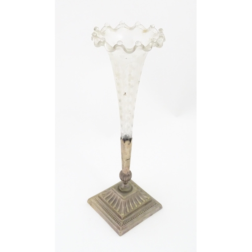 247 - A silver epergne / centrepiece vase with glass flute and silver plate stand marked Mappin & Webb Pri... 