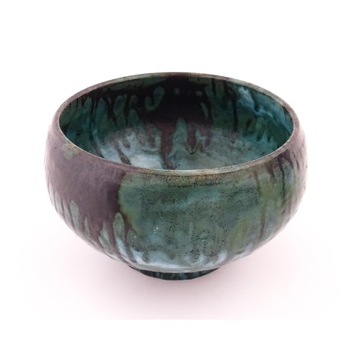 94 - A studio pottery bowl with drip glaze. Signed under R. Berrisford, 1959. Approx. 4 1/2