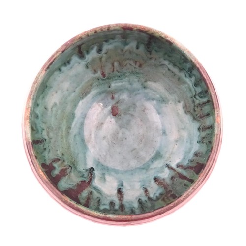 94 - A studio pottery bowl with drip glaze. Signed under R. Berrisford, 1959. Approx. 4 1/2