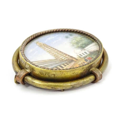 847 - A Victorian brooch of oval form with hand painted scene to centre depicting the Great Pagoda of the ... 