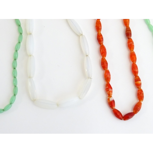 890 - Assorted vintage bead necklaces to include one set with moonstone style beads. Some African examples