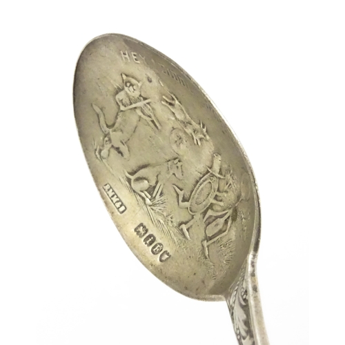 282 - An American Sterling silver teaspoon the bowl decorated with scene from nursery rhyme ' Hey Diddle D... 