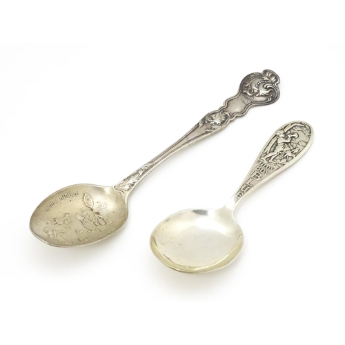 282 - An American Sterling silver teaspoon the bowl decorated with scene from nursery rhyme ' Hey Diddle D... 