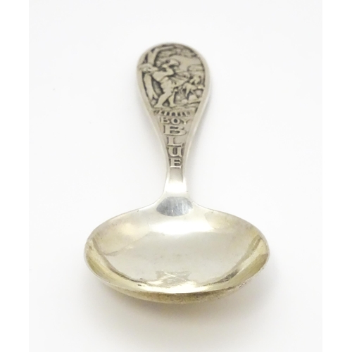 282 - An American Sterling silver teaspoon the bowl decorated with scene from nursery rhyme ' Hey Diddle D... 