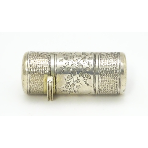 305 - A Victorian silver scent bottle case with engraved bird and bullrush decoration, hallmarked London 1... 