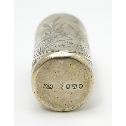 305 - A Victorian silver scent bottle case with engraved bird and bullrush decoration, hallmarked London 1... 