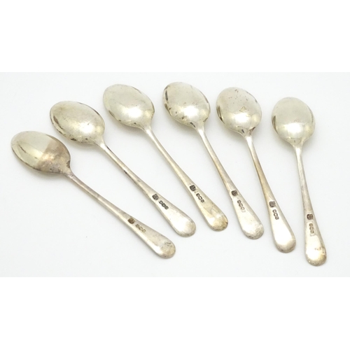 323 - Six silver teaspoons with shell detail to handles, hallmarked Sheffield 1974, maker Cooper Brothers ... 