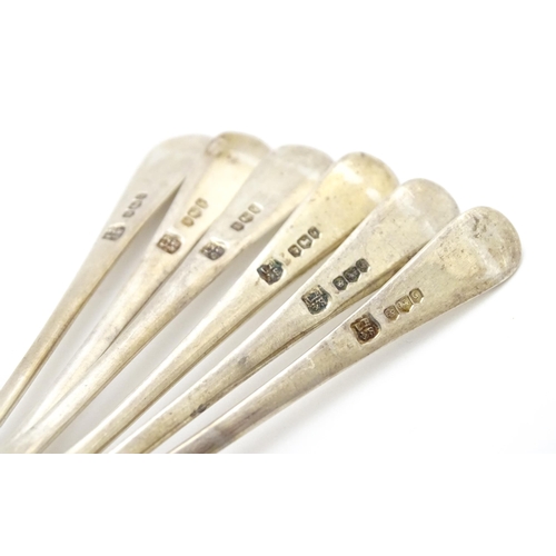 323 - Six silver teaspoons with shell detail to handles, hallmarked Sheffield 1974, maker Cooper Brothers ... 