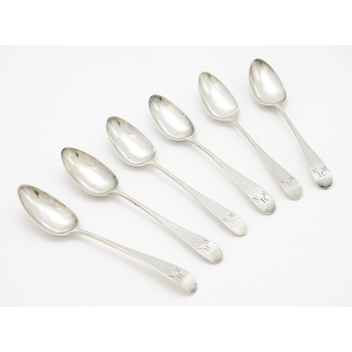 333 - A set of six Geo III silver teaspoons hallmarked London 1790, maker Hester Bateman. Approx. 5