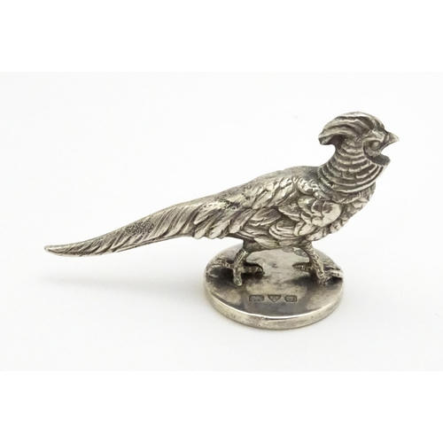 343 - A silver seal modelled as a pheasant hallmarked Chester 1909, maker Sampson Mordan & Co. Approx. 1 3... 