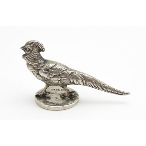 343 - A silver seal modelled as a pheasant hallmarked Chester 1909, maker Sampson Mordan & Co. Approx. 1 3... 