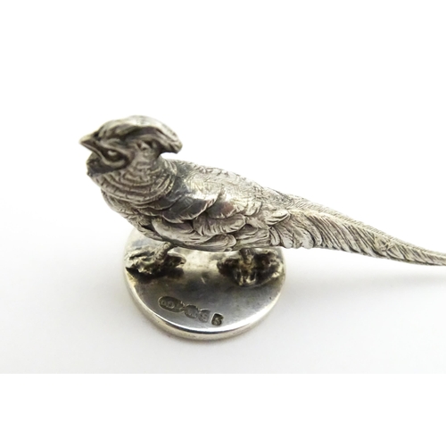 343 - A silver seal modelled as a pheasant hallmarked Chester 1909, maker Sampson Mordan & Co. Approx. 1 3... 