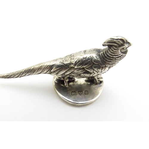 343 - A silver seal modelled as a pheasant hallmarked Chester 1909, maker Sampson Mordan & Co. Approx. 1 3... 