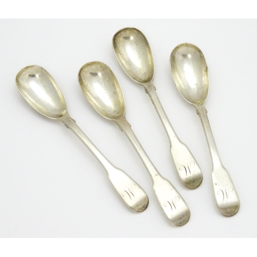 350 - A set of four Geo III silver mustard spoons hallmarked London 1813, maker William Ely, William Fearn... 