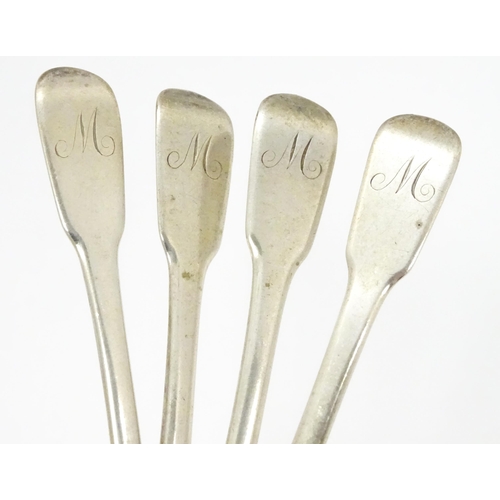 350 - A set of four Geo III silver mustard spoons hallmarked London 1813, maker William Ely, William Fearn... 