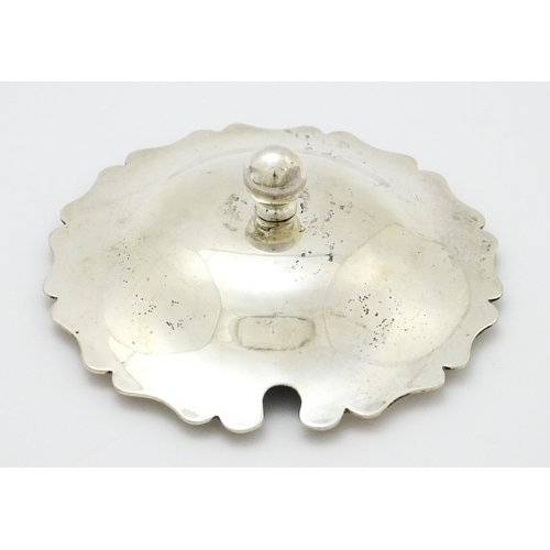 364 - A cut glass butter / preserve dish with silver lid and stand hallmarked Birmingham 1921, maker Alexa... 