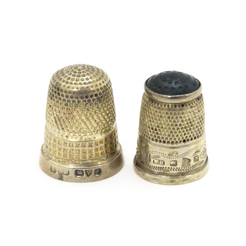 365 - Two silver thimbles, one hallmarked Chester 1918, maker Charles Horner, the other a Victorian exampl... 