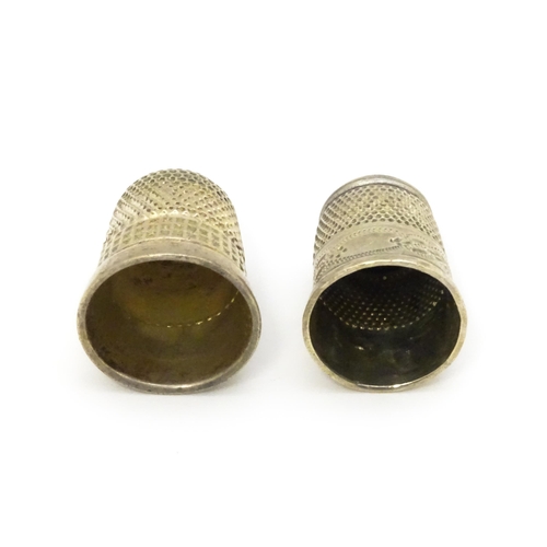 365 - Two silver thimbles, one hallmarked Chester 1918, maker Charles Horner, the other a Victorian exampl... 