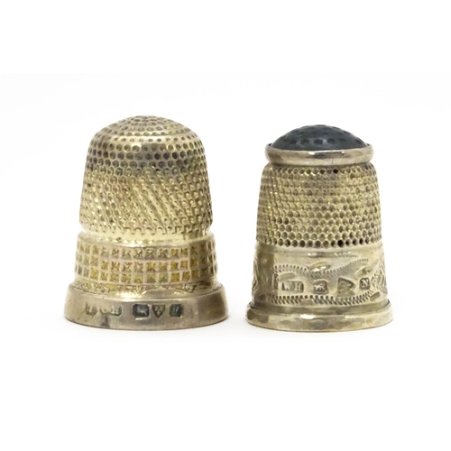 365 - Two silver thimbles, one hallmarked Chester 1918, maker Charles Horner, the other a Victorian exampl... 