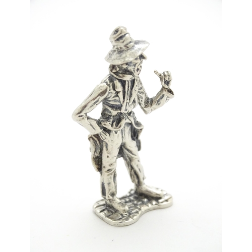 411 - Three silver figures modelled as Charles Dickens style characters hallmarked London 1976, maker SMC.... 