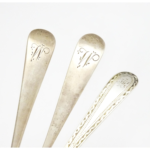 421 - Three silver mustard spoons to include a Geo III example hallmarked London 1814, maker Peter & Willi... 