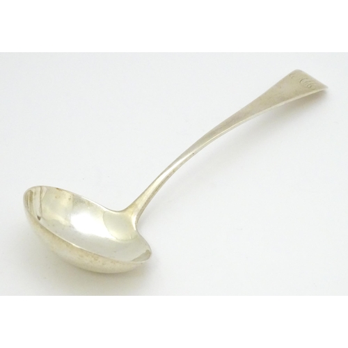 599 - A Geo III silver sauce ladle hallmarked London 1802, maker Stephen Adams II. Approx. 6 3/4