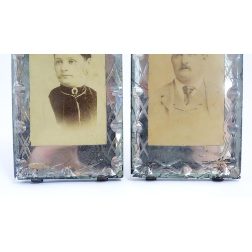 1167 - A pair of Victorian carte de visite photographic portraits within cut glass frames. One inscribed Gr... 