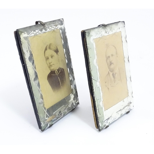 1167 - A pair of Victorian carte de visite photographic portraits within cut glass frames. One inscribed Gr... 