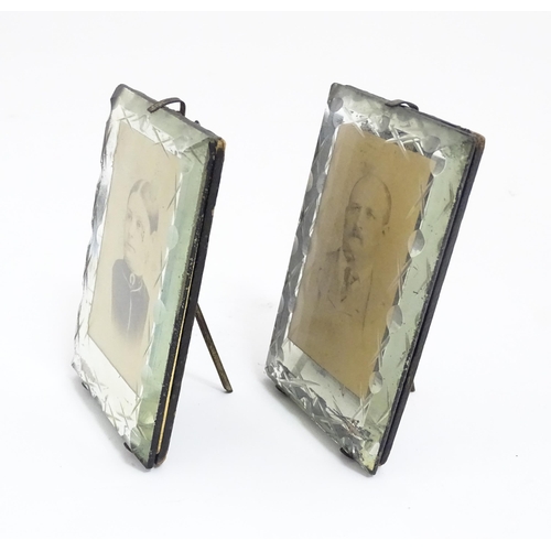 1167 - A pair of Victorian carte de visite photographic portraits within cut glass frames. One inscribed Gr... 