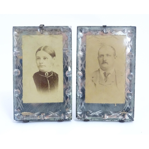 1167 - A pair of Victorian carte de visite photographic portraits within cut glass frames. One inscribed Gr... 