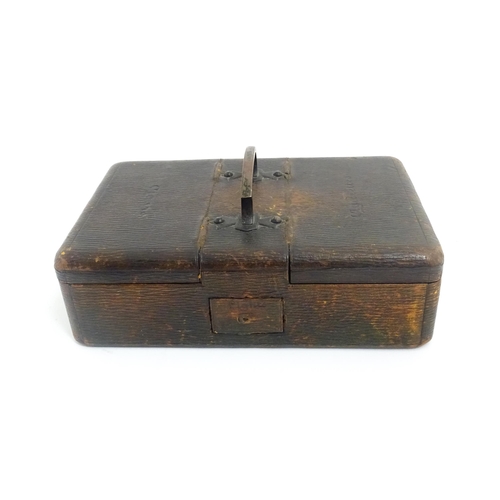 1172 - A late 19th / early 20thC leather bound cigar and cigarette box with match / light drawer to centre.... 