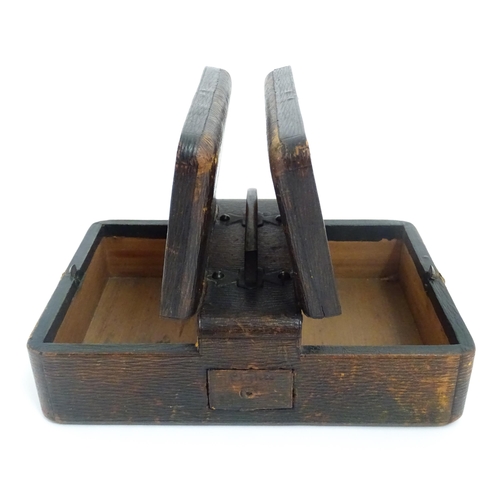 1172 - A late 19th / early 20thC leather bound cigar and cigarette box with match / light drawer to centre.... 