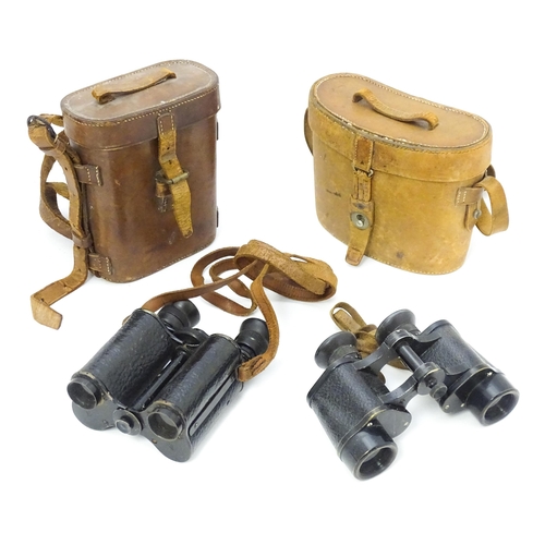 1180 - Militaria , WWI / First World War / World War One / WW1 : a cased pair of field binoculars by Ross, ... 