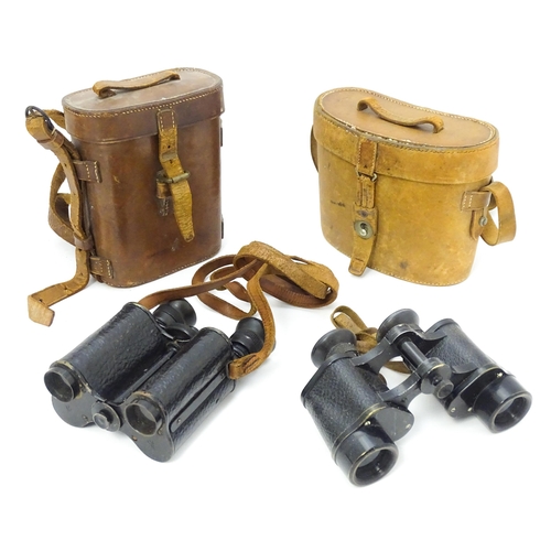 1180 - Militaria , WWI / First World War / World War One / WW1 : a cased pair of field binoculars by Ross, ... 