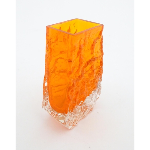 218 - A Whitefriars glass coffin vase in tangerine. Approx. 5