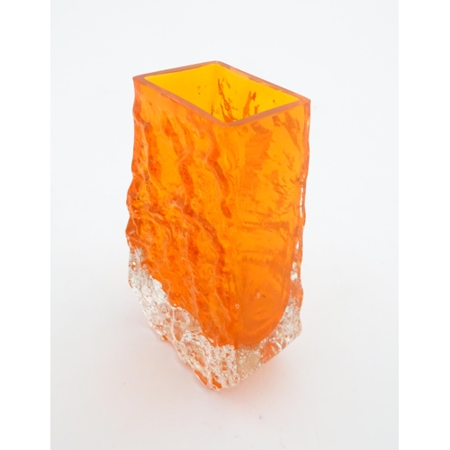 218 - A Whitefriars glass coffin vase in tangerine. Approx. 5