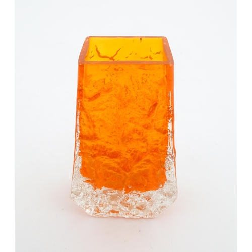 218 - A Whitefriars glass coffin vase in tangerine. Approx. 5