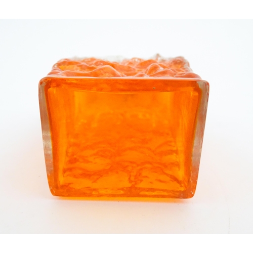 218 - A Whitefriars glass coffin vase in tangerine. Approx. 5