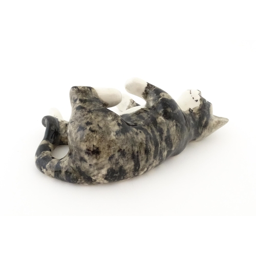 159 - A Winstanley model of a tabby cat rolling over, size 5. Marked under. Approx. 12