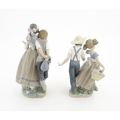 182 - Two Lladro figure groups comprising Children with fruits model no. 4931, and Love in Bloom no. 5292.... 